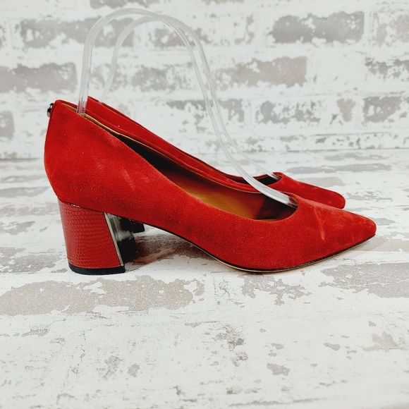 New Donald J Pliner Suzette Red Suede Pointed Toe Pump M424 - Picture 5 of 14